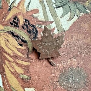 vtg Canada‎ pin maple leaf brooch small petite gift gold tone small retro cute